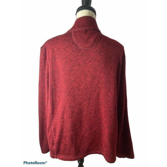 Woolrich Mens Sweater XL Red Black Heather Fleece 1/4 Snap Long Sleeve Pullover - Picture 4 of 5
